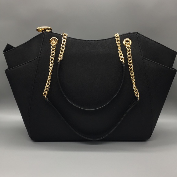 MICHAEL KORS LG CHAIN SHOULDER TOTE BLACK NWT - Picture 5 of 16